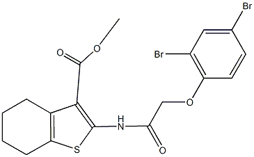 methyl 2-{[(2,4-dibromophenoxy)acetyl]amino}-4,5,6,7-tetrahydro-1-benzothiophene-3-carboxylate Struktur