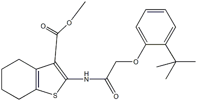 methyl 2-{[(2-tert-butylphenoxy)acetyl]amino}-4,5,6,7-tetrahydro-1-benzothiophene-3-carboxylate Struktur