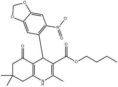 butyl 4-{6-nitro-1,3-benzodioxol-5-yl}-2,7,7-trimethyl-5-oxo-1,4,5,6,7,8-hexahydroquinoline-3-carboxylate Struktur