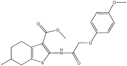 methyl 2-{[(4-methoxyphenoxy)acetyl]amino}-6-methyl-4,5,6,7-tetrahydro-1-benzothiophene-3-carboxylate Struktur