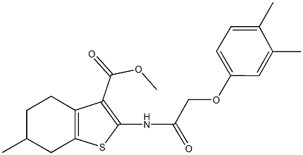 methyl 2-{[(3,4-dimethylphenoxy)acetyl]amino}-6-methyl-4,5,6,7-tetrahydro-1-benzothiophene-3-carboxylate Struktur