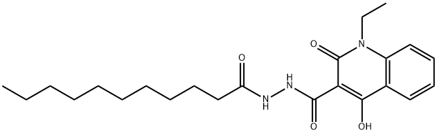 1-ethyl-4-hydroxy-2-oxo-N'-undecanoyl-1,2-dihydroquinoline-3-carbohydrazide Struktur