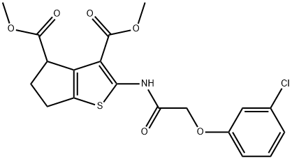 dimethyl 2-{[(3-chlorophenoxy)acetyl]amino}-5,6-dihydro-4H-cyclopenta[b]thiophene-3,4-dicarboxylate Struktur