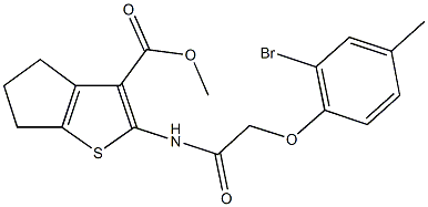 methyl 2-{[(2-bromo-4-methylphenoxy)acetyl]amino}-5,6-dihydro-4H-cyclopenta[b]thiophene-3-carboxylate Struktur