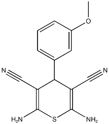 2,6-diamino-4-(3-methoxyphenyl)-4H-thiopyran-3,5-dicarbonitrile Struktur