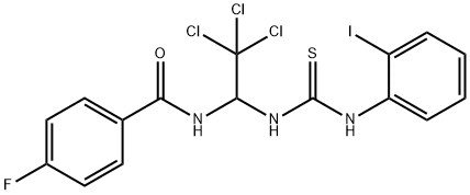 4-fluoro-N-(2,2,2-trichloro-1-{[(2-iodoanilino)carbothioyl]amino}ethyl)benzamide Struktur