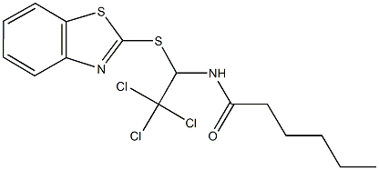 N-[1-(1,3-benzothiazol-2-ylsulfanyl)-2,2,2-trichloroethyl]hexanamide Struktur