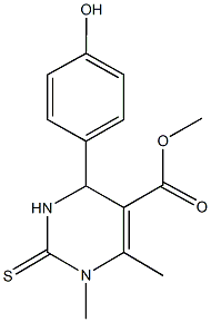 methyl 4-(4-hydroxyphenyl)-1,6-dimethyl-2-thioxo-1,2,3,4-tetrahydro-5-pyrimidinecarboxylate Struktur