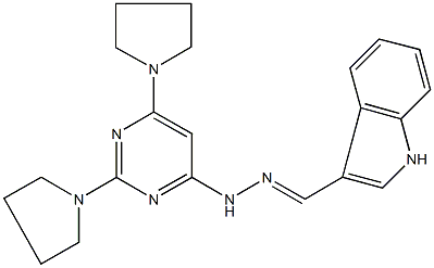 1H-indole-3-carbaldehyde (2,6-dipyrrolidin-1-ylpyrimidin-4-yl)hydrazone Struktur