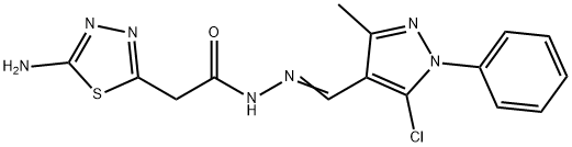 2-(5-amino-1,3,4-thiadiazol-2-yl)-N'-[(5-chloro-3-methyl-1-phenyl-1H-pyrazol-4-yl)methylene]acetohydrazide Struktur