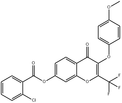 3-(4-methoxyphenoxy)-4-oxo-2-(trifluoromethyl)-4H-chromen-7-yl 2-chlorobenzoate Struktur