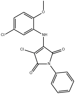 3-chloro-4-(5-chloro-2-methoxyanilino)-1-phenyl-1H-pyrrole-2,5-dione Struktur