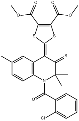 dimethyl 2-(1-(2-chlorobenzoyl)-2,2,6-trimethyl-3-thioxo-2,3-dihydro-4(1H)-quinolinylidene)-1,3-dithiole-4,5-dicarboxylate Struktur