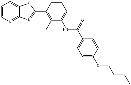 4-butoxy-N-(2-methyl-3-[1,3]oxazolo[4,5-b]pyridin-2-ylphenyl)benzamide Struktur