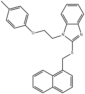 4-methylphenyl 2-{2-[(1-naphthylmethyl)sulfanyl]-1H-benzimidazol-1-yl}ethyl ether Struktur