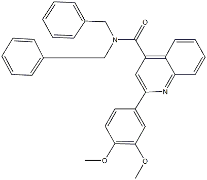 N,N-dibenzyl-2-(3,4-dimethoxyphenyl)-4-quinolinecarboxamide Struktur