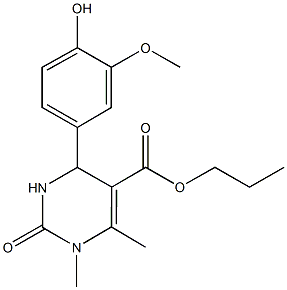 propyl 4-(4-hydroxy-3-methoxyphenyl)-1,6-dimethyl-2-oxo-1,2,3,4-tetrahydro-5-pyrimidinecarboxylate Struktur