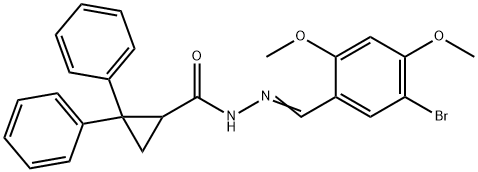 N'-(5-bromo-2,4-dimethoxybenzylidene)-2,2-diphenylcyclopropanecarbohydrazide Struktur