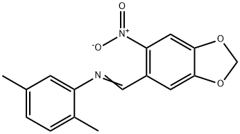 2,5-dimethyl-N-[(6-nitro-1,3-benzodioxol-5-yl)methylene]aniline Struktur