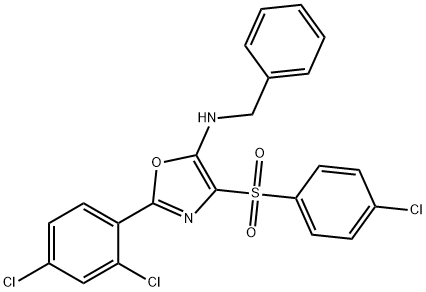 N-benzyl-4-[(4-chlorophenyl)sulfonyl]-2-(2,4-dichlorophenyl)-1,3-oxazol-5-amine Struktur