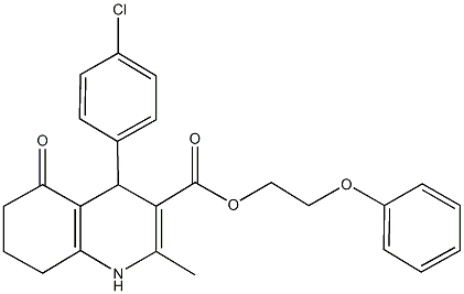 2-phenoxyethyl 4-(4-chlorophenyl)-2-methyl-5-oxo-1,4,5,6,7,8-hexahydro-3-quinolinecarboxylate Struktur