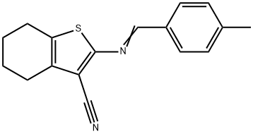 2-[(4-methylbenzylidene)amino]-4,5,6,7-tetrahydro-1-benzothiophene-3-carbonitrile Struktur