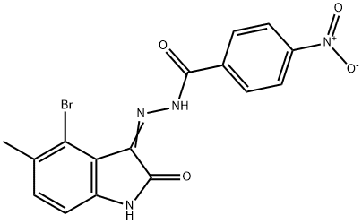 N'-(4-bromo-5-methyl-2-oxo-1,2-dihydro-3H-indol-3-ylidene)-4-nitrobenzohydrazide Struktur