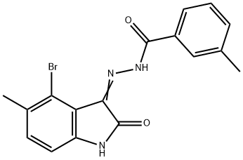 N'-(4-bromo-5-methyl-2-oxo-1,2-dihydro-3H-indol-3-ylidene)-3-methylbenzohydrazide Struktur