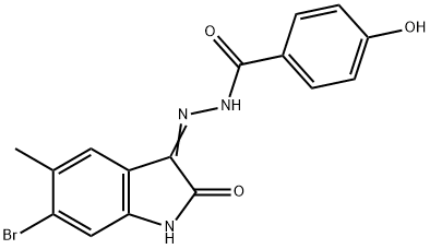 N'-(6-bromo-5-methyl-2-oxo-1,2-dihydro-3H-indol-3-ylidene)-4-hydroxybenzohydrazide Struktur