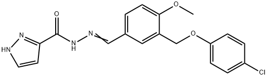 N'-{3-[(4-chlorophenoxy)methyl]-4-methoxybenzylidene}-1H-pyrazole-3-carbohydrazide Struktur