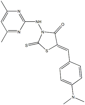 5-[4-(dimethylamino)benzylidene]-3-[(4,6-dimethyl-2-pyrimidinyl)amino]-2-thioxo-1,3-thiazolidin-4-one Struktur