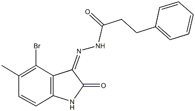 N'-(4-bromo-5-methyl-2-oxo-1,2-dihydro-3H-indol-3-ylidene)-3-phenylpropanohydrazide Struktur