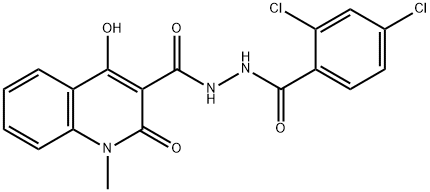 N'-[(2,4-dichlorophenyl)carbonyl]-4-hydroxy-1-methyl-2-oxo-1,2-dihydroquinoline-3-carbohydrazide Struktur