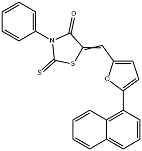 5-{[5-(1-naphthyl)-2-furyl]methylene}-3-phenyl-2-thioxo-1,3-thiazolidin-4-one Struktur