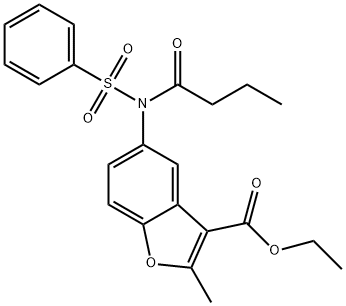 ethyl 5-[butyryl(phenylsulfonyl)amino]-2-methyl-1-benzofuran-3-carboxylate Struktur