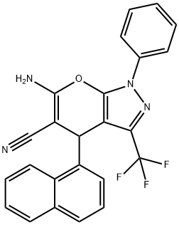 6-amino-4-(1-naphthyl)-1-phenyl-3-(trifluoromethyl)-1,4-dihydropyrano[2,3-c]pyrazole-5-carbonitrile Struktur