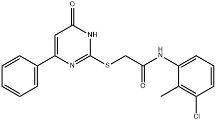 N-(3-chloro-2-methylphenyl)-2-[(6-oxo-4-phenyl-1,6-dihydro-2-pyrimidinyl)sulfanyl]acetamide Struktur