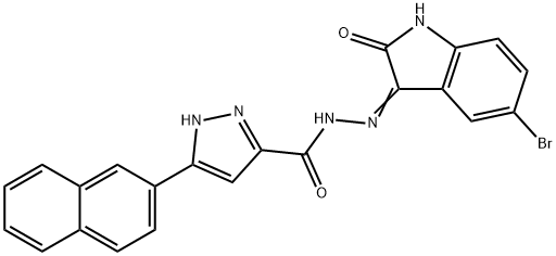 N'-(5-bromo-2-oxo-1,2-dihydro-3H-indol-3-ylidene)-3-(2-naphthyl)-1H-pyrazole-5-carbohydrazide Struktur