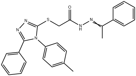 2-{[4-(4-methylphenyl)-5-phenyl-4H-1,2,4-triazol-3-yl]sulfanyl}-N'-(1-phenylethylidene)acetohydrazide Struktur