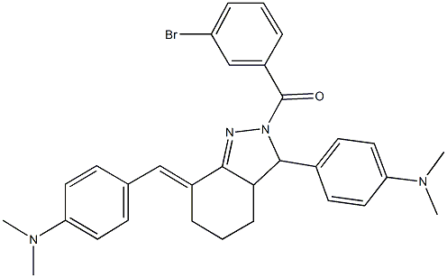 N-(4-{2-(3-bromobenzoyl)-7-[4-(dimethylamino)benzylidene]-3,3a,4,5,6,7-hexahydro-2H-indazol-3-yl}phenyl)-N,N-dimethylamine Struktur