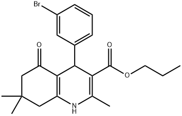 propyl 4-(3-bromophenyl)-2,7,7-trimethyl-5-oxo-1,4,5,6,7,8-hexahydroquinoline-3-carboxylate Struktur