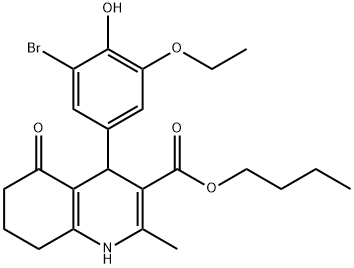 butyl 4-(3-bromo-5-ethoxy-4-hydroxyphenyl)-2-methyl-5-oxo-1,4,5,6,7,8-hexahydro-3-quinolinecarboxylate Struktur