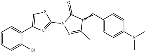 4-[4-(dimethylamino)benzylidene]-2-[4-(2-hydroxyphenyl)-1,3-thiazol-2-yl]-5-methyl-2,4-dihydro-3H-pyrazol-3-one Struktur