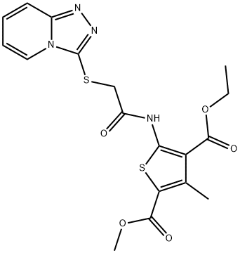 4-ethyl 2-methyl 3-methyl-5-{[([1,2,4]triazolo[4,3-a]pyridin-3-ylsulfanyl)acetyl]amino}-2,4-thiophenedicarboxylate Struktur