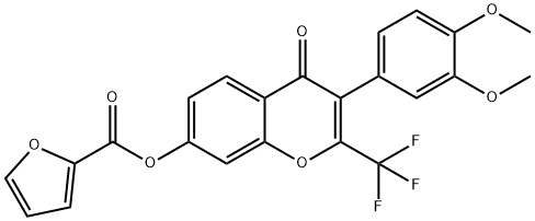 3-(3,4-dimethoxyphenyl)-4-oxo-2-(trifluoromethyl)-4H-chromen-7-yl 2-furoate Struktur