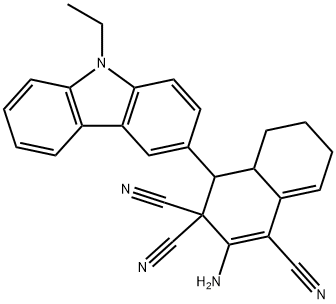 2-amino-4-(9-ethyl-9H-carbazol-3-yl)-4a,5,6,7-tetrahydronaphthalene-1,3,3(4H)-tricarbonitrile Struktur