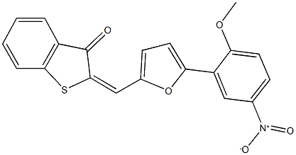 2-[(5-{5-nitro-2-methoxyphenyl}-2-furyl)methylene]-1-benzothiophen-3(2H)-one Struktur