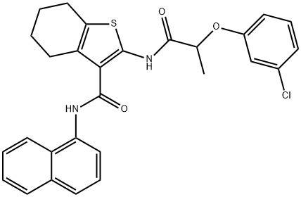 2-{[2-(3-chlorophenoxy)propanoyl]amino}-N-(1-naphthyl)-4,5,6,7-tetrahydro-1-benzothiophene-3-carboxamide Struktur