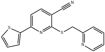 2-[(2-pyridinylmethyl)sulfanyl]-6-(2-thienyl)nicotinonitrile Struktur