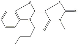 5-(3-butyl-1,3-benzothiazol-2(3H)-ylidene)-3-methyl-2-thioxo-1,3-thiazolidin-4-one Struktur